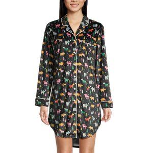 L/XL NEW World Market NIGHTSHIRT pajamas flannel holiday PUPS Womens NWT dogs